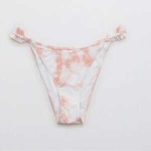 NWT aerie large tie dye white pink ruffle bikini bottom cheekiest swim